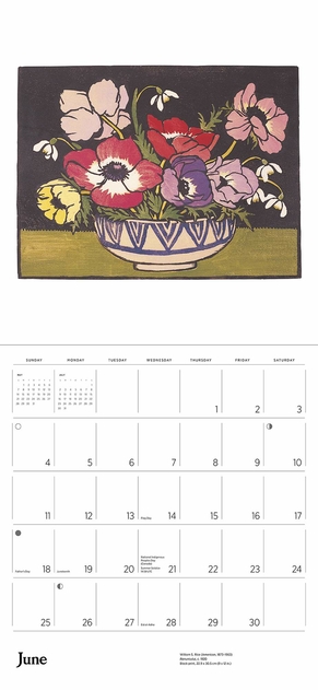 Image of Pomegranate Arts & Crafts Block Prints by William S. Rice 2023 Wall Calendar