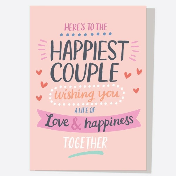 Image of Dotty About Paper Casual Lettering Happiest Couple Wedding Card