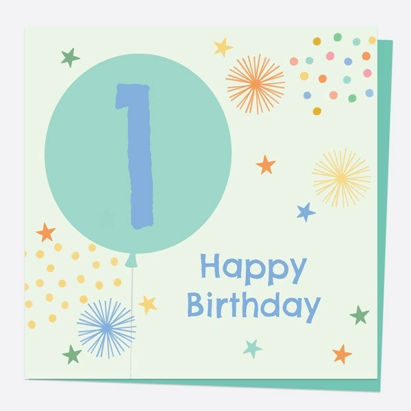 Image of Dotty About Paper Blue Balloons Age 1 Birthday Card