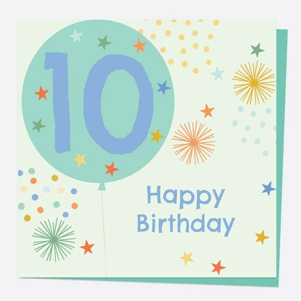 Image of Dotty About Paper Blue Balloons Age 10 Birthday Card