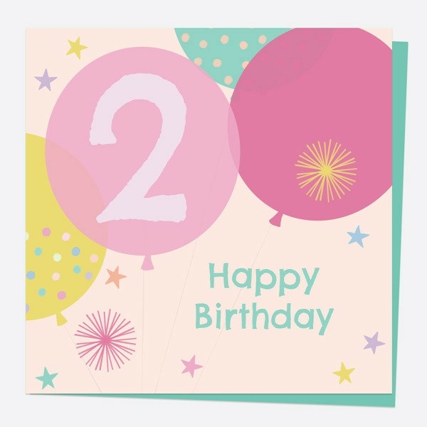 Image of Dotty About Paper Blush Balloons Age 2 Birthday Card