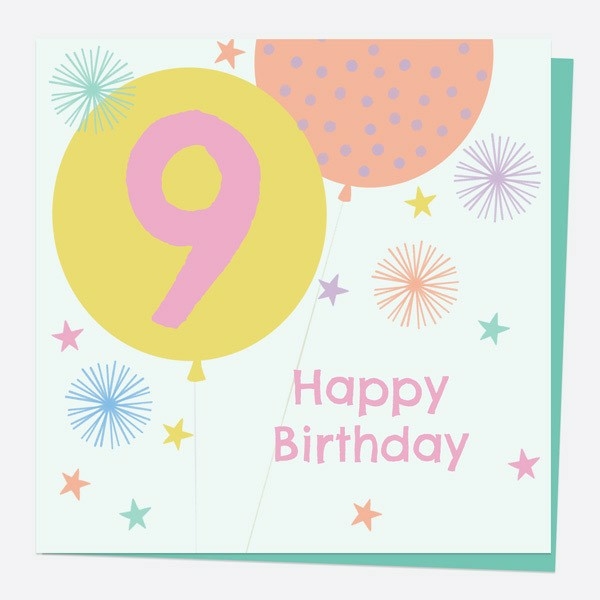 Image of Dotty About Paper Blush Balloons Age 9 Birthday Card