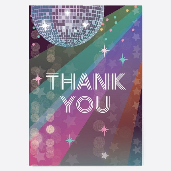Image of Dotty About Paper Glitter Ball Disco Kids Thank You Cards Pack of 10
