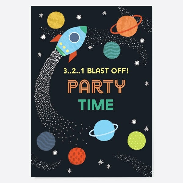Image of Dotty About Paper Outer Space Kids Birthday Invitations Pack of 10