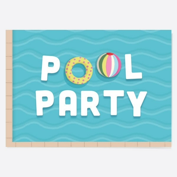 Image of Dotty About Paper Pool Waves Kids Birthday Invitations Pack of 10