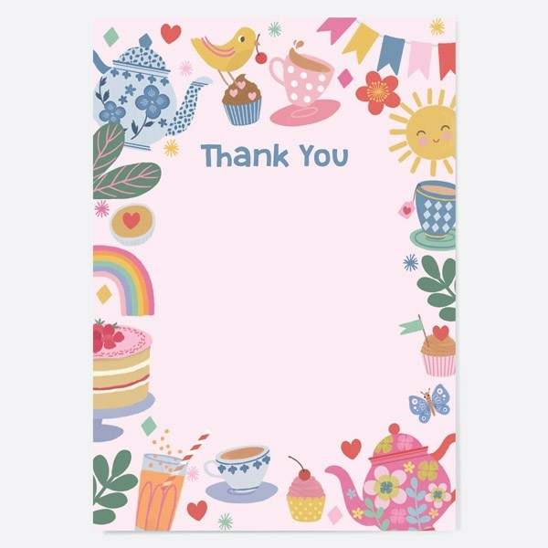 Image of Dotty About Paper Tea Party Kids Thank You Cards Pack of 10