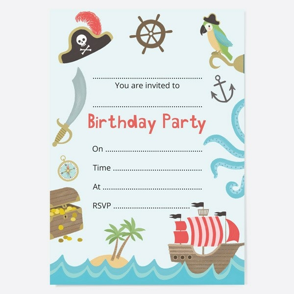 Image of Dotty About Paper Pirate Kids Birthday Invitations Pack of 10