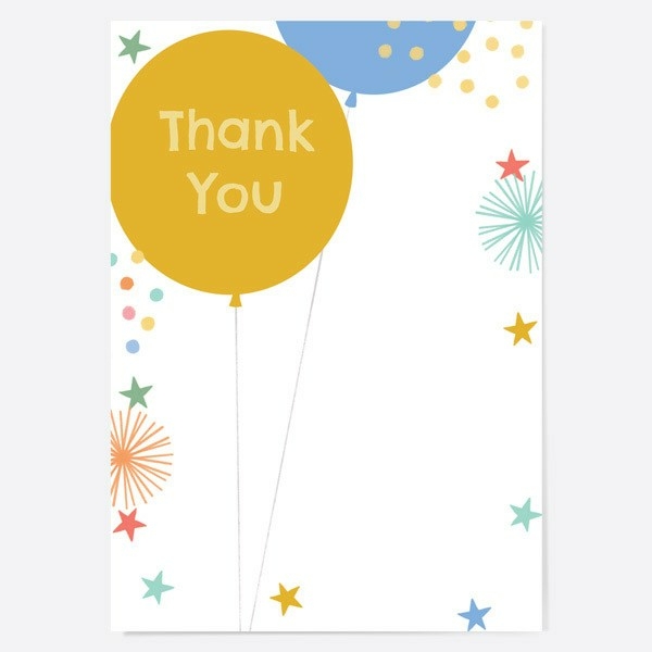Image of Dotty About Paper Blue Balloons Age 2 Kids Thank You Cards Pack of 10