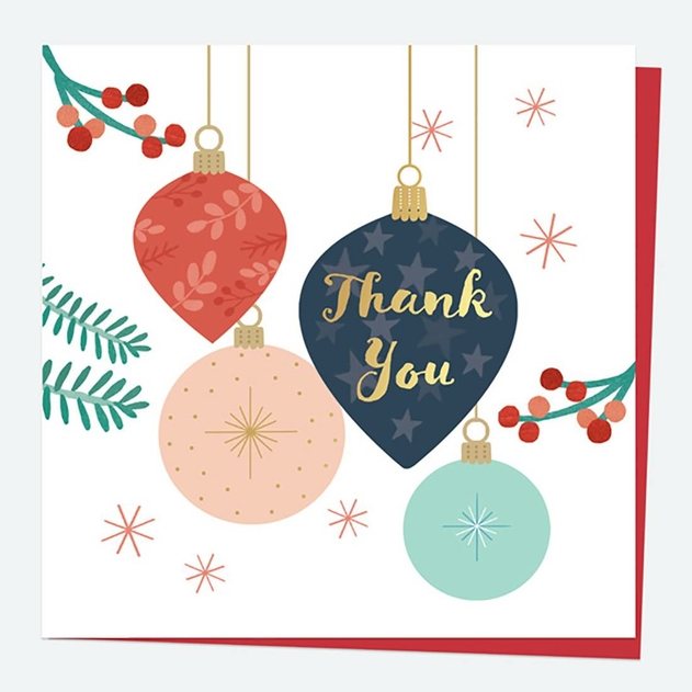 Image of Dotty About Paper Baubles & Berries Foil Christmas Thank You Card