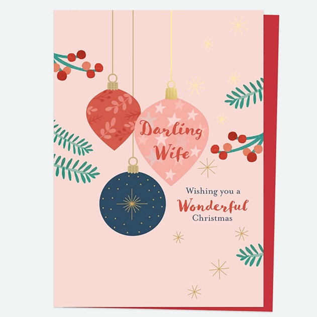 Image of Dotty About Paper Baubles & Berries Darling Wife Foil Christmas Card