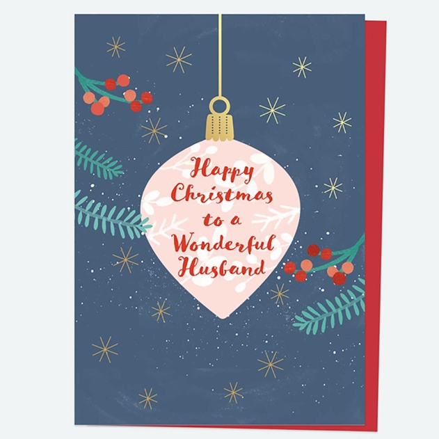 Image of Dotty About Paper Baubles & Berries Happy Husband Foil Christmas Card
