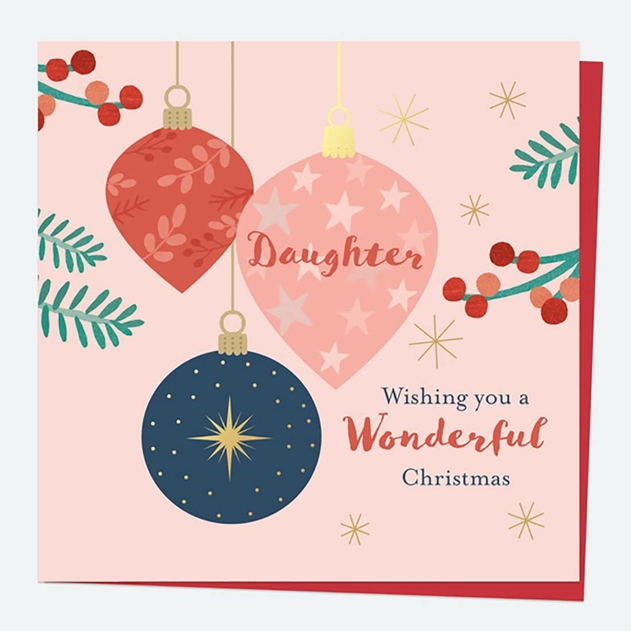 Image of Dotty About Paper Baubles & Berries Wonderful Daughter Foil Christmas Card