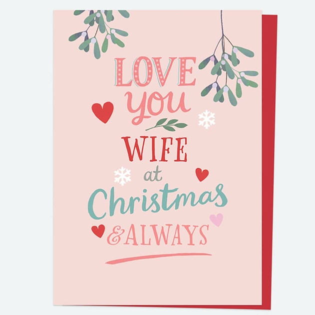 Image of Dotty About Paper Homespun Typography Mistletoe Wife Christmas Card