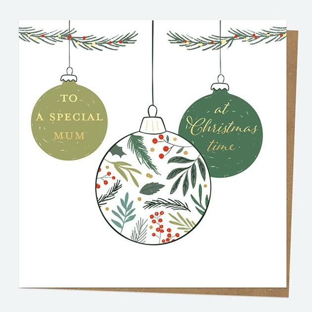 Image of Dotty About Paper Festive Foliage Bauble Mum Foil Christmas Card