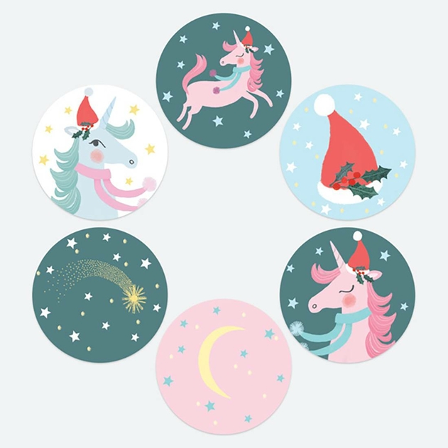 Image of Dotty About Paper Festive Unicorn Christmas Stickers Pack of 48