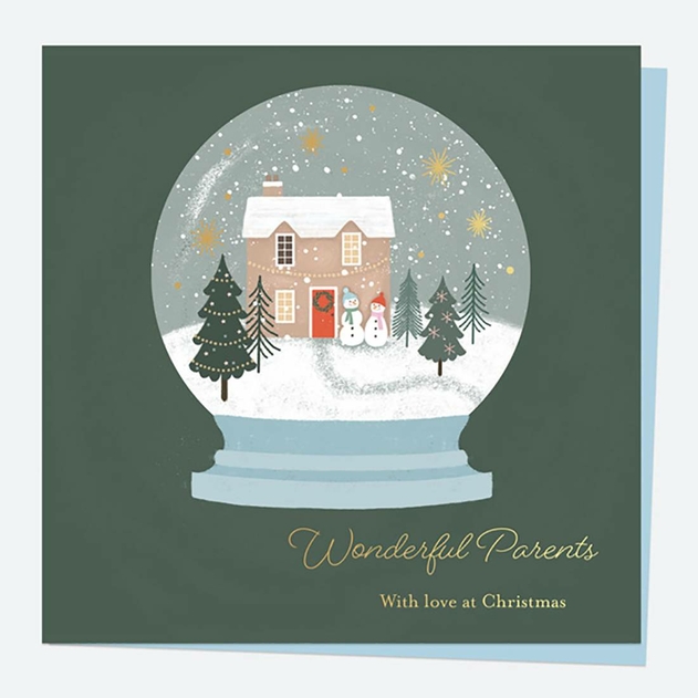 Image of Dotty About Paper Sentiments Snowglobe Parents Foil Christmas Card