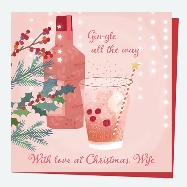 Image of Dotty About Paper Fizz Gin Wife Foil Christmas Card