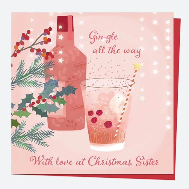 Image of Dotty About Paper Fizz Gin Sister Foil Christmas Card