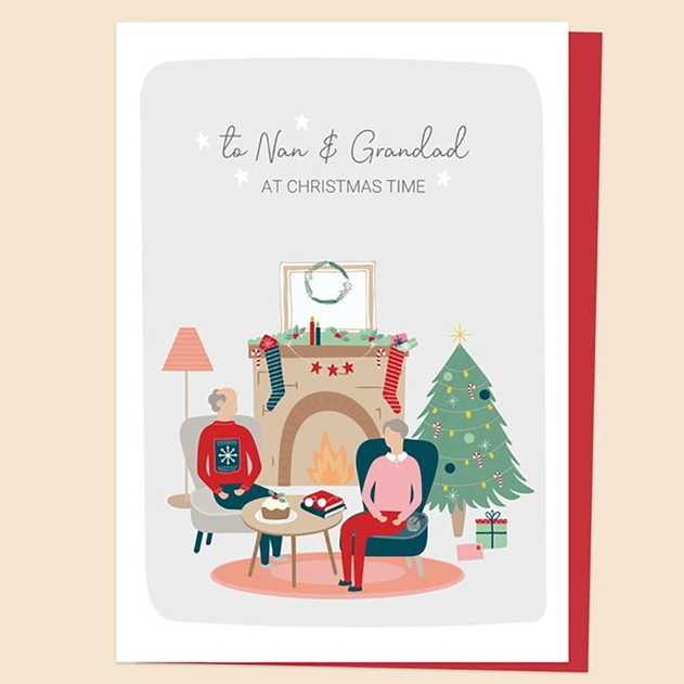 Image of Dotty About Paper Treasured Memories Fireside Nan Grandad Christmas Card