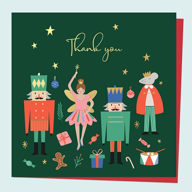 Image of Dotty About Paper Nutcracker Ballet Family Foil Christmas Thank You Card