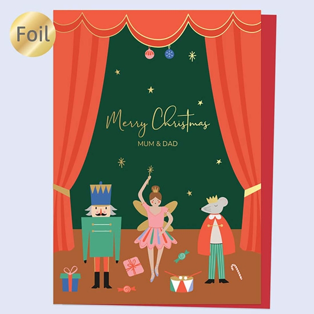 Image of Dotty About Paper Nutcracker Ballet Fairy Mum Dad Foil Christmas Card