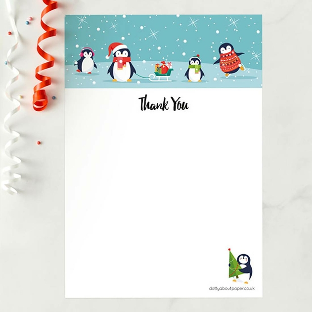 Image of Dotty About Paper Penguin Fun Christmas Thank You Notelets Pack of 20