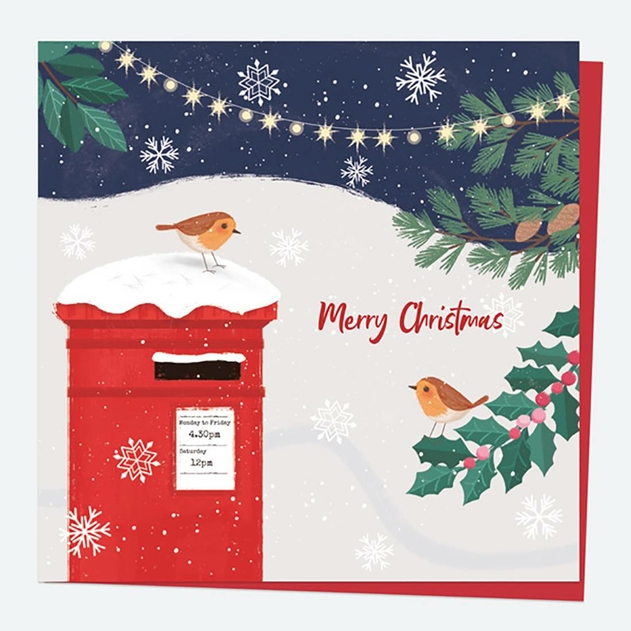 Image of Dotty About Paper Postbox Robin Night Merry Christmas Cards Pack of 5