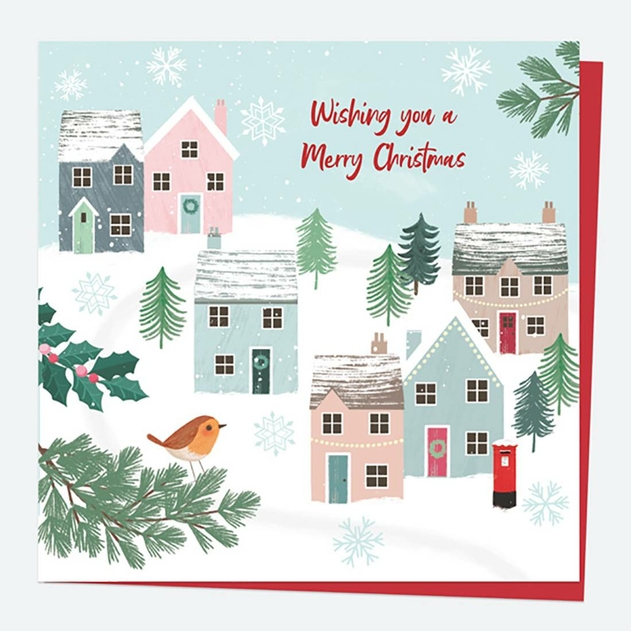 Image of Dotty About Paper Postbox Robin Village Cards Pack of 5