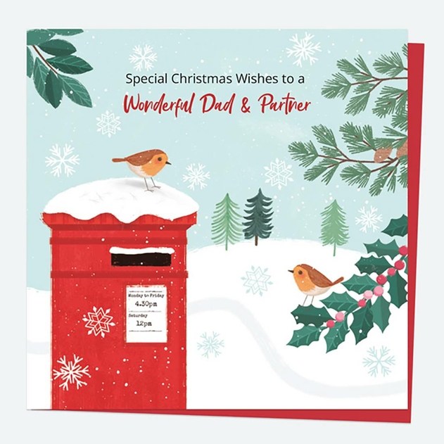Image of Dotty About Paper Postbox Robin Snowy Dad Partner Christmas Card