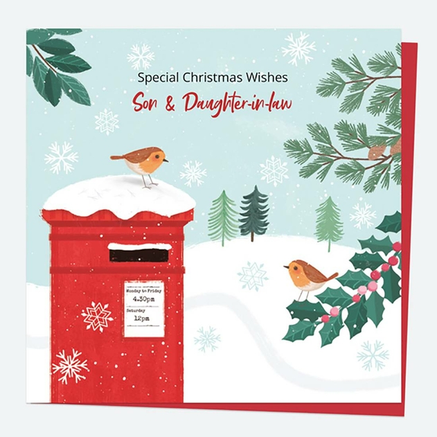 Image of Dotty About Paper Postbox Robin Snowy Son Daughter-In-Law Christmas Card