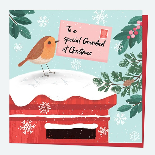 Image of Dotty About Paper Postbox Robin Delivery Grandad Christmas Card