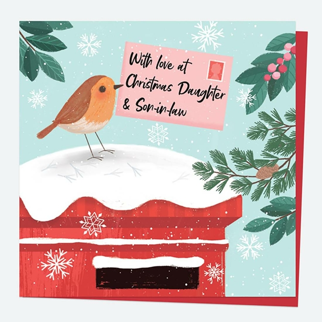 Image of Dotty About Paper Postbox Robin Delivery Daughter Son-In-Law Christmas Card