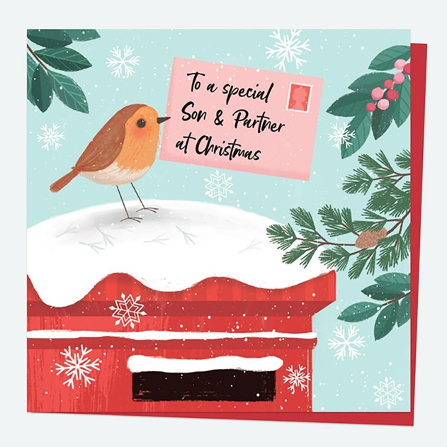 Image of Dotty About Paper Postbox Robin Delivery Son Partner Christmas Card