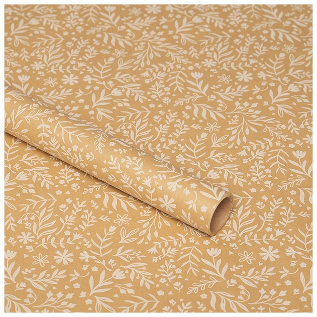 WHSmith 3M Floral Kraft Recyclable Gift Wrap image
