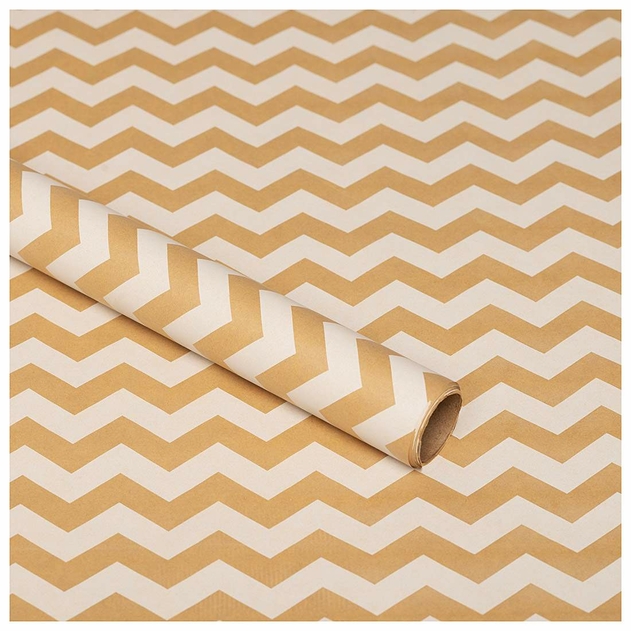 Image of WHSmith 3M Kraft Chevron Recyclable Gift Wrap