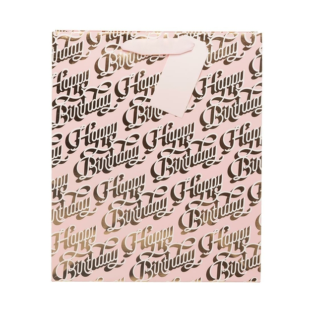 Image of WHSmith Birthday Script Pink Large Gift Bag