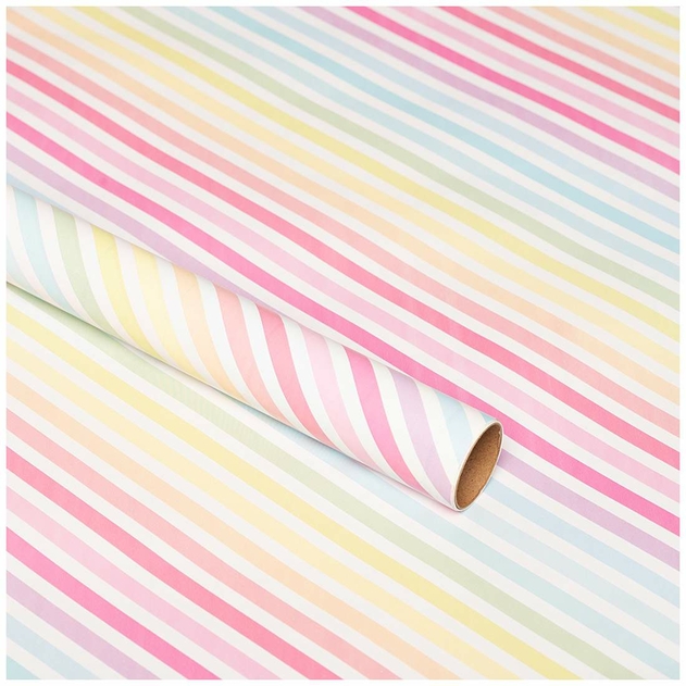 Image of WHSmith 3M Pastel Striped Recyclable Gift Wrap