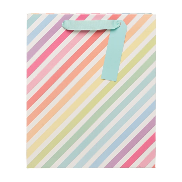 Image of WHSmith Pastel Striped Large Gift Bag