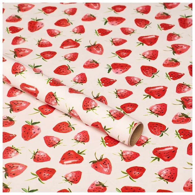 Image of WHSmith 3M Strawberry Recyclable Gift Wrap