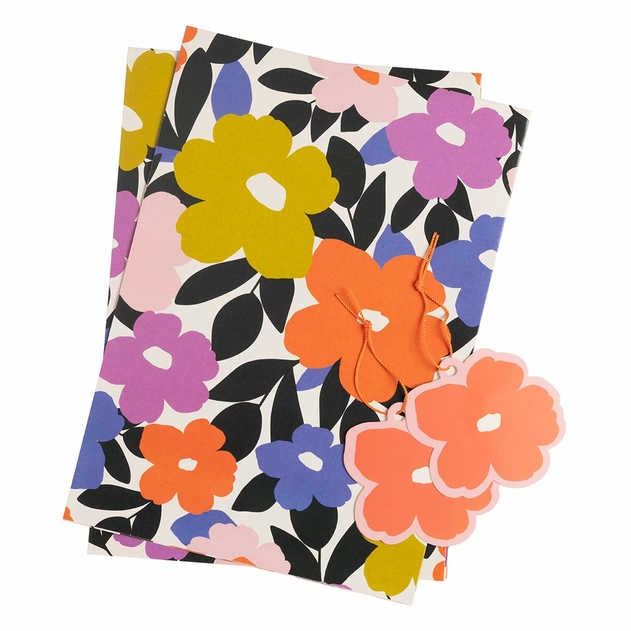 WHSmith Bold Floral Flat Wrap and Tags image