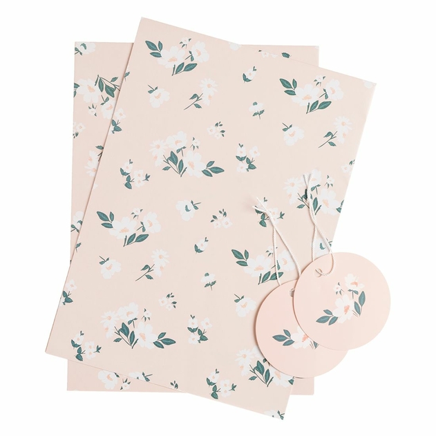 Image of WHSmith Ditsy Floral Flat Gift Wrap and Tags
