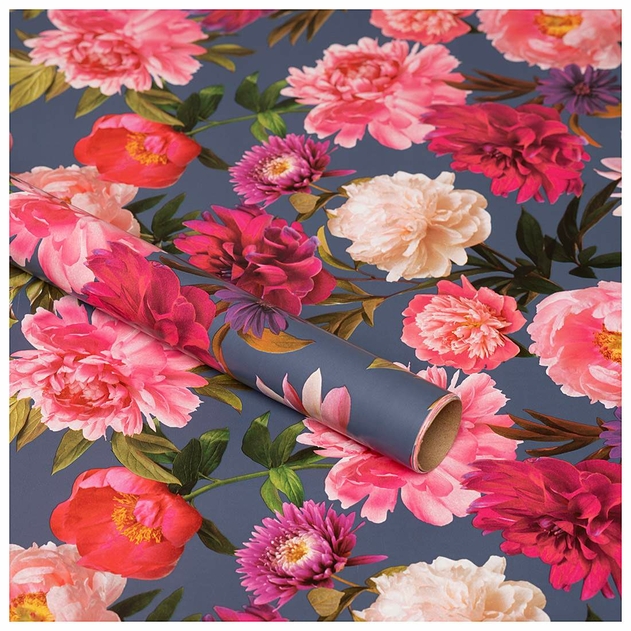 WHSmith 3M Bold Dark Floral Recyclable Gift Wrap image