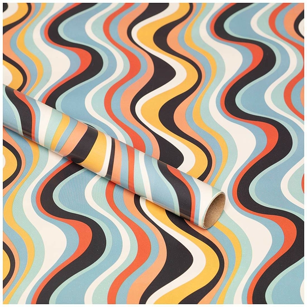 Image of WHSmith 3M Multi-Stripe Coloured Recyclable Gift Wrap