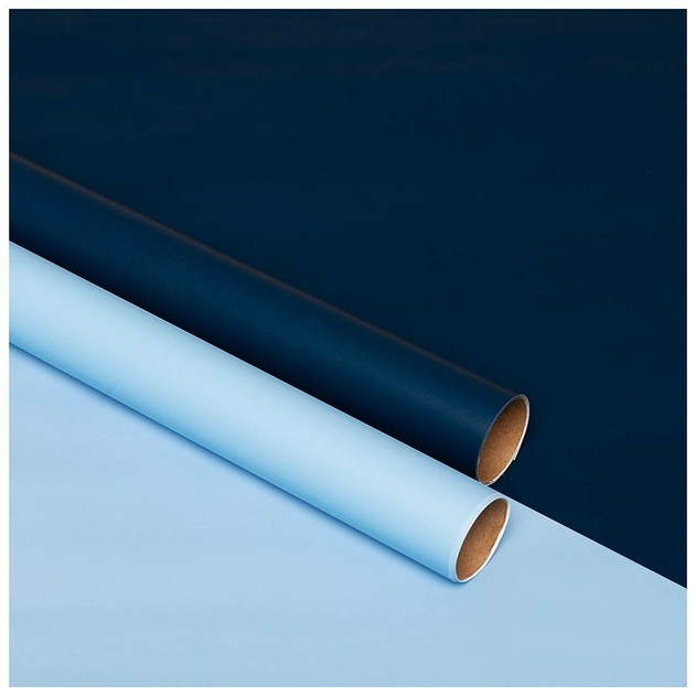 Image of WHSmith 2X 3M Blue And Grey Recyclable Gift Wrap