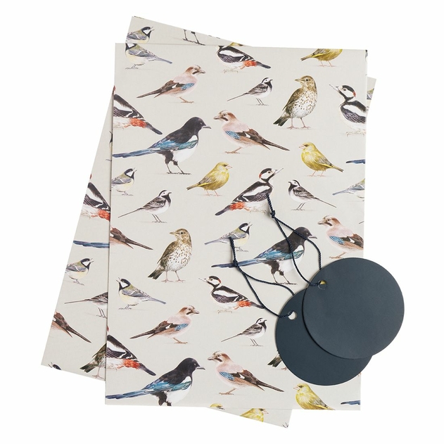 Image of WHSmith Large Bird Print Flat Gift Wrap and Tags