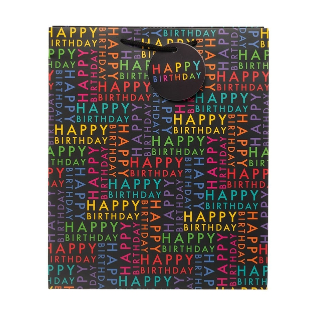 Image of WHSmith Bright Happy Birthday Script Gift Bag