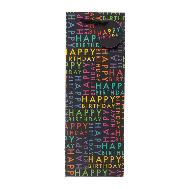 Image of WHSmith Bright Happy Birthday Script Bottle Bag