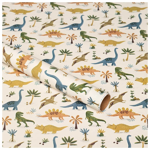 Image of WHSmith 3M Dinosaur Recyclable Gift Wrap