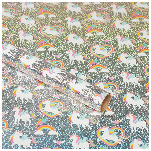 Image of WHSmith 3M Unicorn Recyclable Gift Wrap