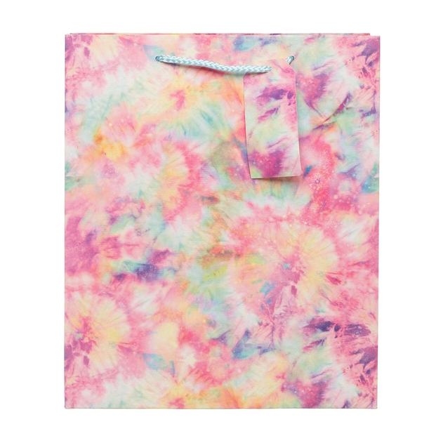 Image of WHSmith Pink Tie Dye Large Gift Bag